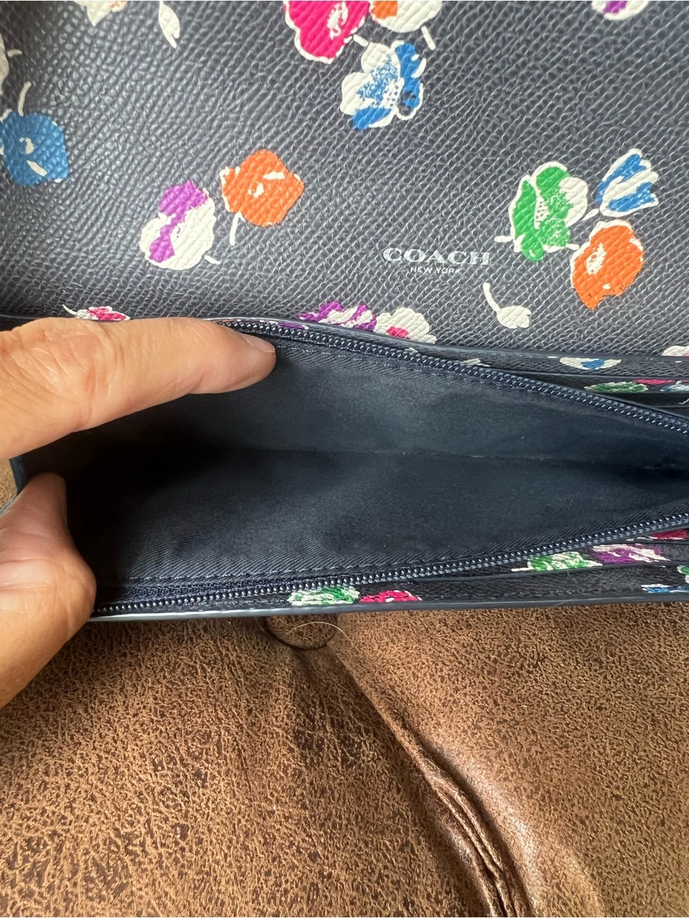 Coach Blue Wildflower Wallet with Insert Pouch F53771 - Picture 9 of 15